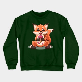 cute fox holding ice cream Crewneck Sweatshirt